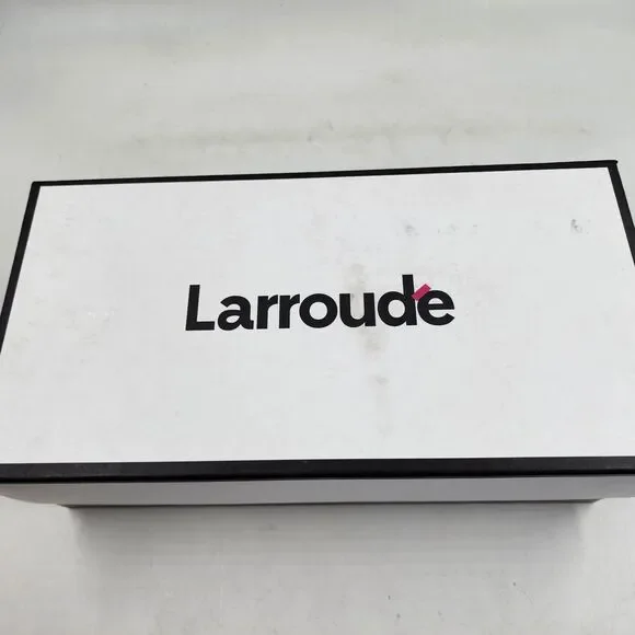 Larroude Brigitte Ruffle Slip On High Heel Sandals Women's 6 Black Open Toe